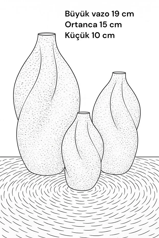 Modern Kıvrımlı 3'lü Dekoratif Vazo Seti – Seramik Görünümlü Mat Doku, Ev Dekorasyon